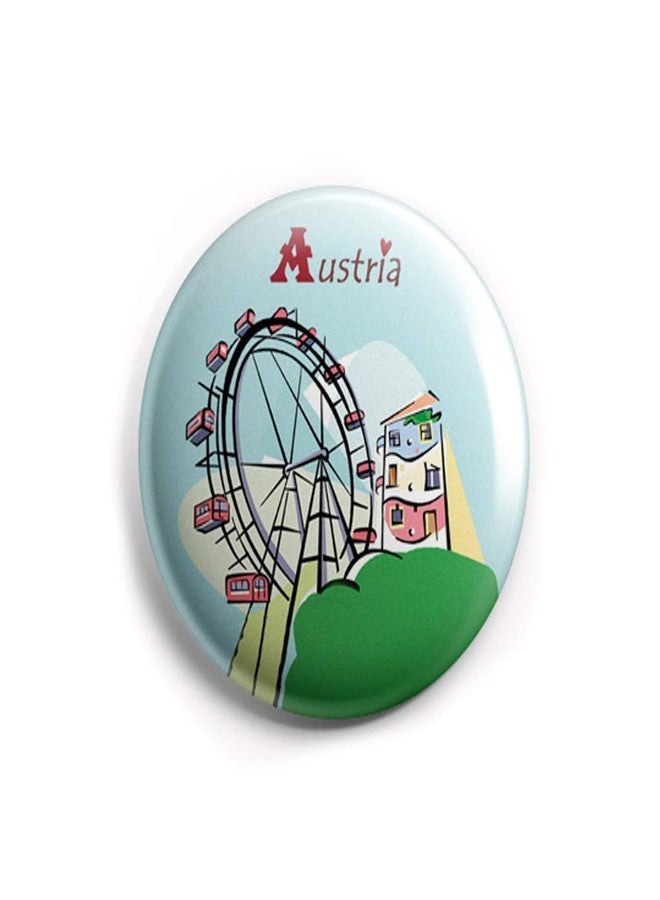 AVI 58mm Regular Size Pin Badge Blue Austria Love Europe Travel Souvenir R8002209 Metal - Image 1